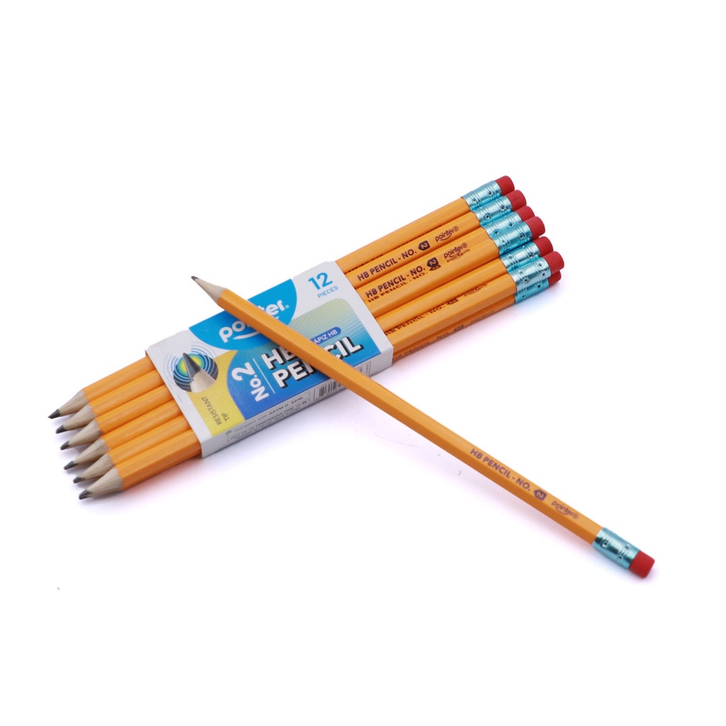 WOODEN PENCILS, YELLOW, HEXAGONAL BODY, HB #2, SETS OF 12 PENCILS