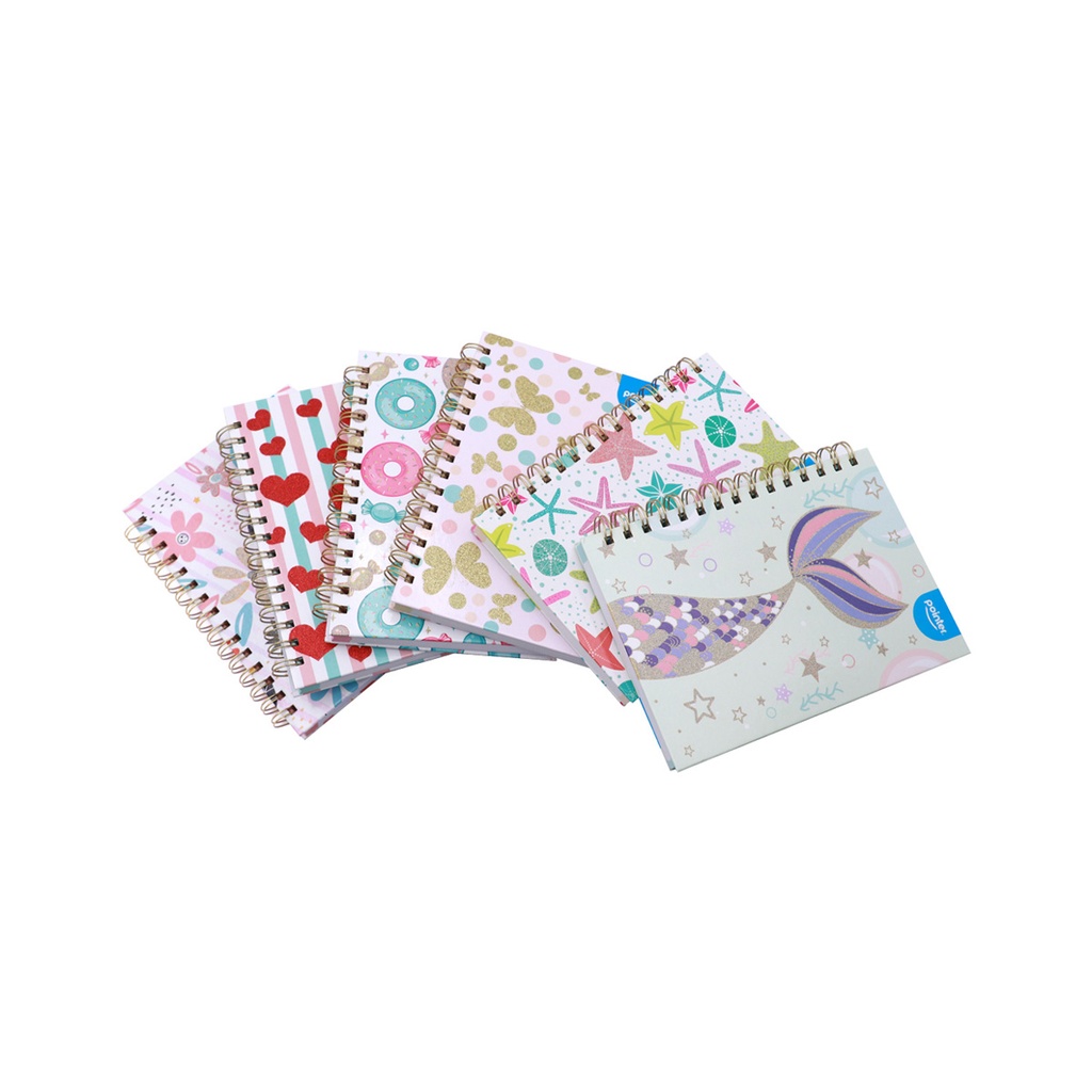 NOTEBOOK, A5 SPIRAL LINED WITH GLITTER COVER,142 SHEETS, ASSORTED