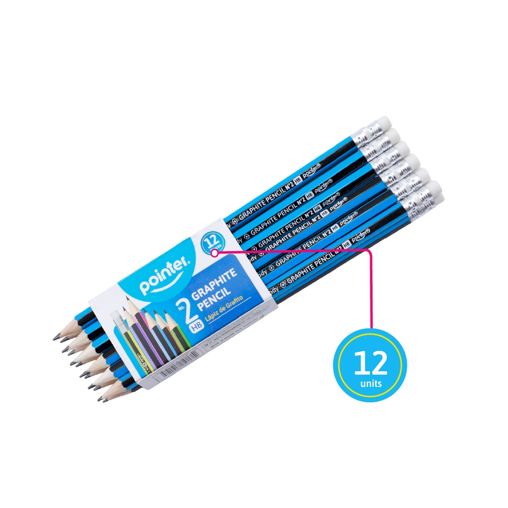 WOODEN PENCILS, COLORFUL STRIPS, HEXAGONAL BODY, HB #2, Box of 12 SETS