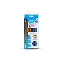 WOODEN PENCILS, COLORFUL STRIPS, HEXAGONAL BODY, HB #2, SET OF 12 PENCILS