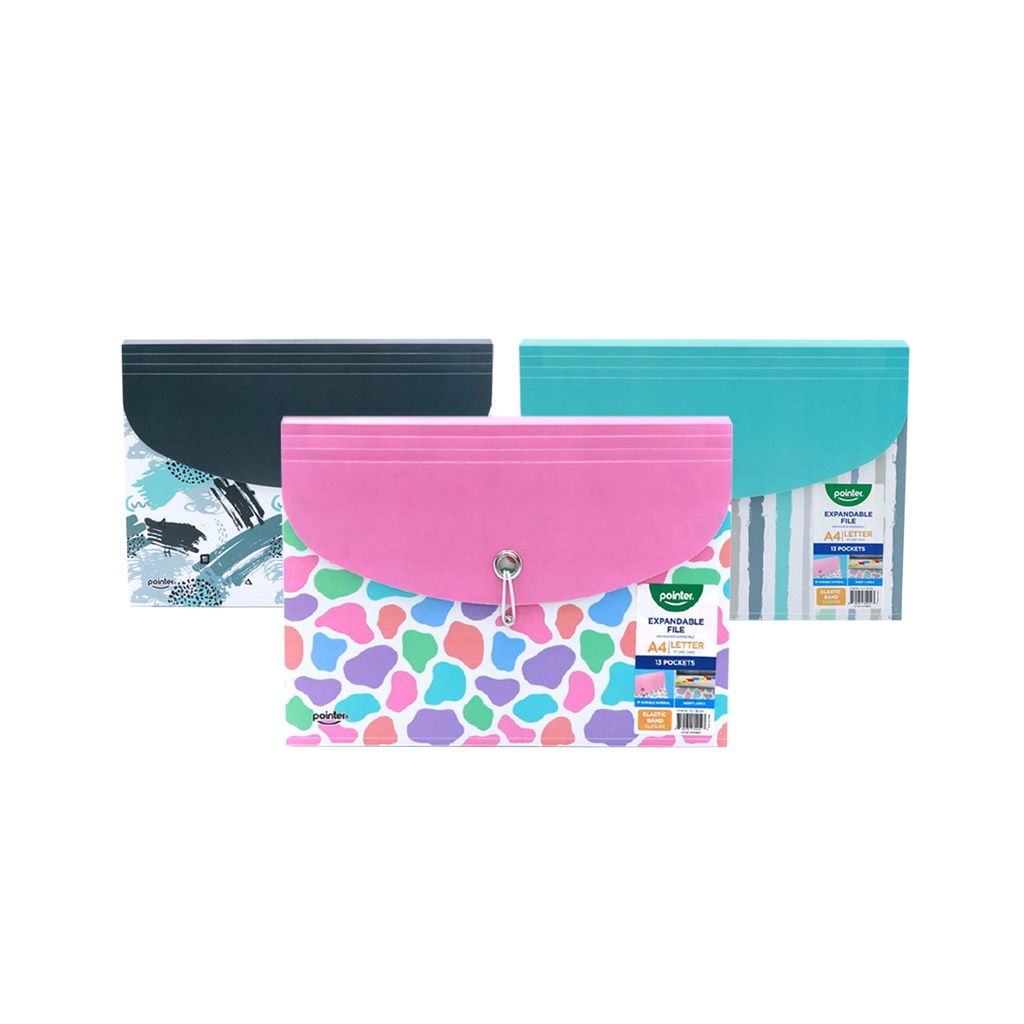 EXPANDING ORGANIZER FILE FOLDER A4, 13 POCKETS WITH DECORATIVE LOWER COVER AND ELASTIC BAND CLOSURE, 1 PIECE