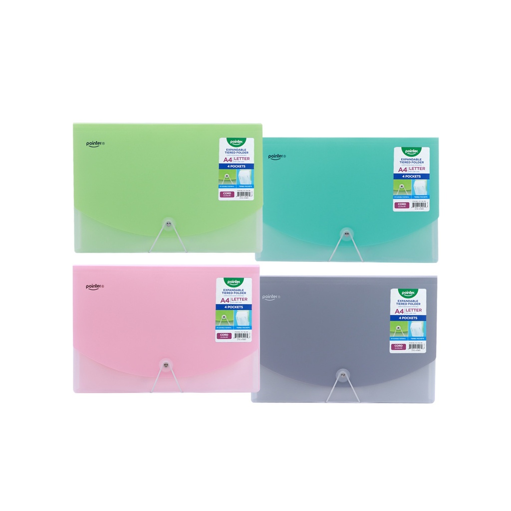 EXPANDING ORGANIZER FILE FOLDER A4, 4 POCKETS WITH ELASTIC BAND CLOSURE, 1 PIECE