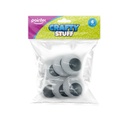 GOOGLY EYES WIGGLY, BLACK AND WHITE, JUMBO,  SET OF 6 PIECES