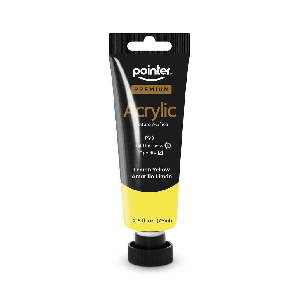 PREMIUM ACRYLIC PAINT, LEMON YELLOW, 75 ML (2.53 OZ), 1 TUBE