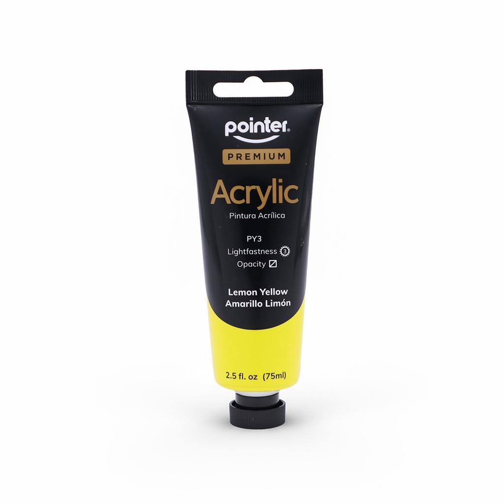 PREMIUM ACRYLIC PAINT, LEMON YELLOW, 75 ML (2.53 OZ),