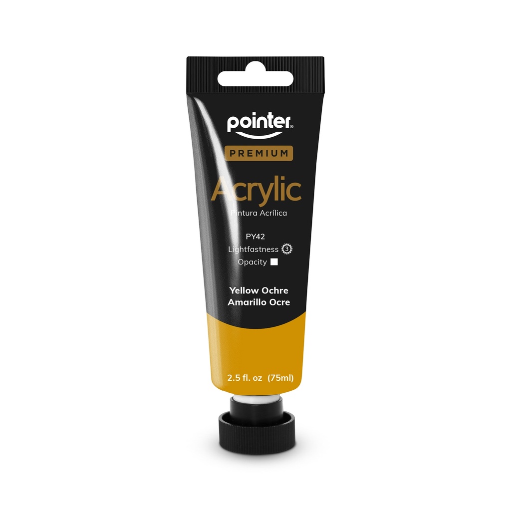 PREMIUM ACRYLIC PAINT, YELLOW OCHRE, 75 ML (2.53 OZ), 1 TUBE