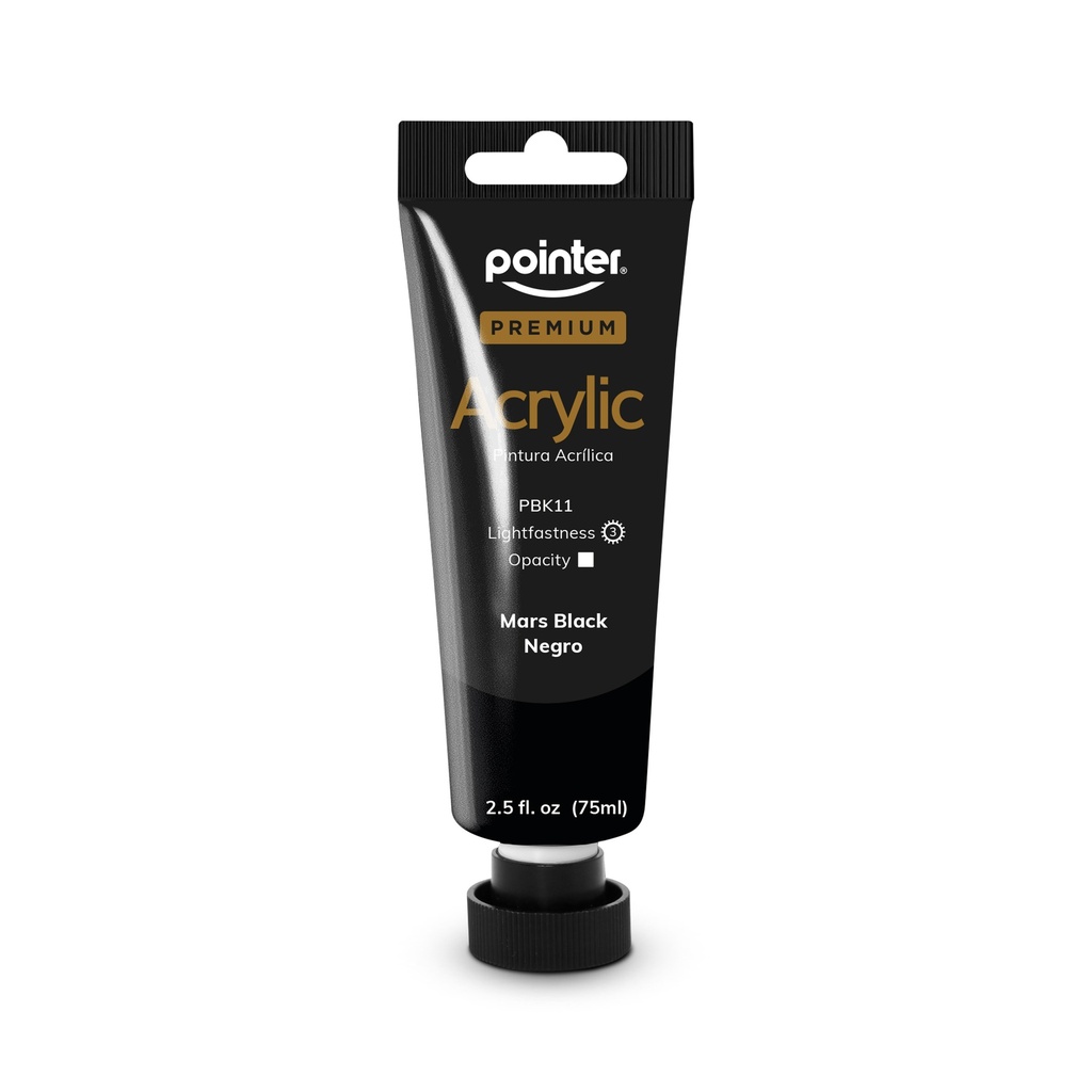 PREMIUM ACRYLIC PAINT, MARS BLACK, 75 ML (2.53 OZ), 1 TUBE