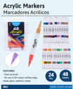 MARKERS, ACRYLIC PAINT, DUAL BRUSH TIP, SET OF 24 COLORS