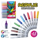 MARKERS, ACRYLIC PAINT, LIQUID INK, ROUND TIP, SET OF 12 COLORS