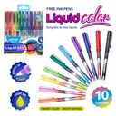 PENS, LIQUID COLOR, LIQUIQ INK, 0.5MM, SET OF 10 COLORED PENS