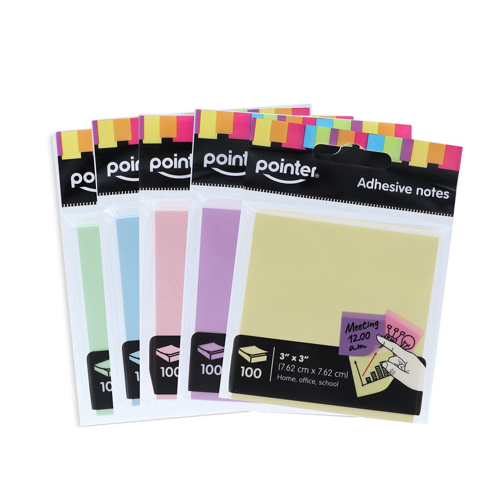 STICKY NOTES, 3X3",5 PASTEL COLORS, SET OF 100 SHEETS