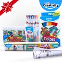 Creativity Kit #2 – 36 Colored Pencils, 2 Sticky Drawing Paper Rolls, 10 Gel Crayons, 12 Scented Markers –Art Gift for Kids
