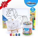 Creativity Kit #5 – 6 Stretched Canvas Panels, 4 Mini Painting Kits, 4 Foam-Grip Brushes, 36 Watercolor Crayons – Art Gift for Kids
