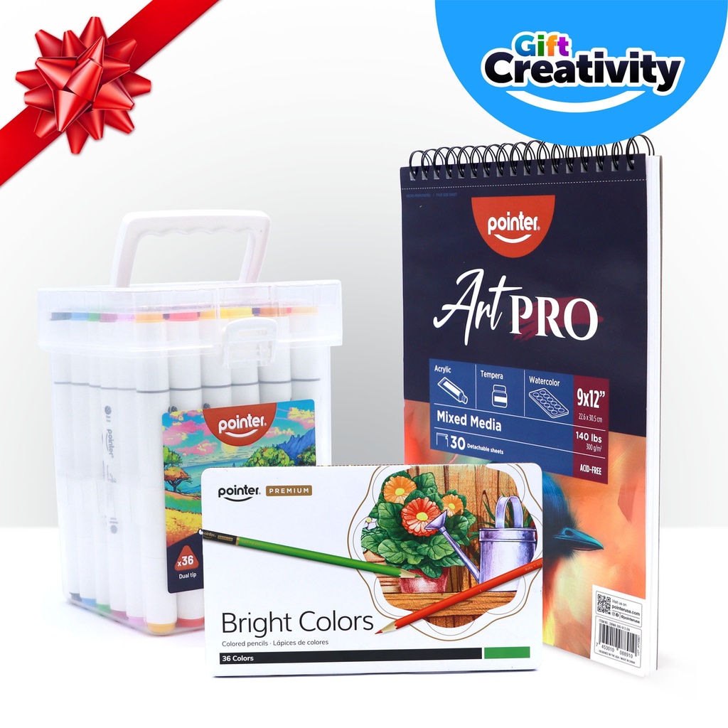 Youth Art Kit #3 – Mixed Media Pad, 36 Colored Pencils, 36 Alcohol Markers – Advanced Art Gift for Teens & Students