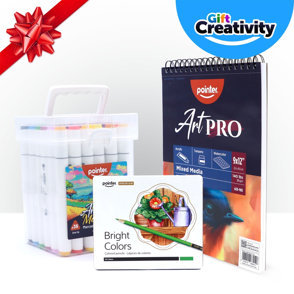 Youth Art Kit #4 – Mixed Media Pad, 24 Colored Pencils, 36 Alcohol Markers – Gift for Teens & Art Lovers