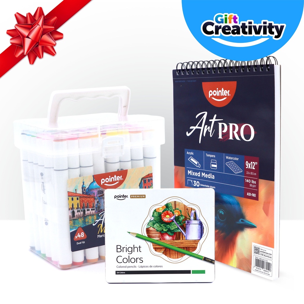 Holiday Youth Art Kit #5 – Mixed Media Pad, 24 Colored Pencils, 48 Alcohol Markers – Professional Christmas Art Gift for Teens & Artists