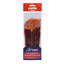 PAINTBRUSHES, TAKLON BRISTLE , BROWN HANDLE , SET OF 12 BRUSHES