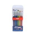 PAINTBRUSHES, SYNTHETIC BRISTLE , COLORFUL , SET OF 7 BRUSHES