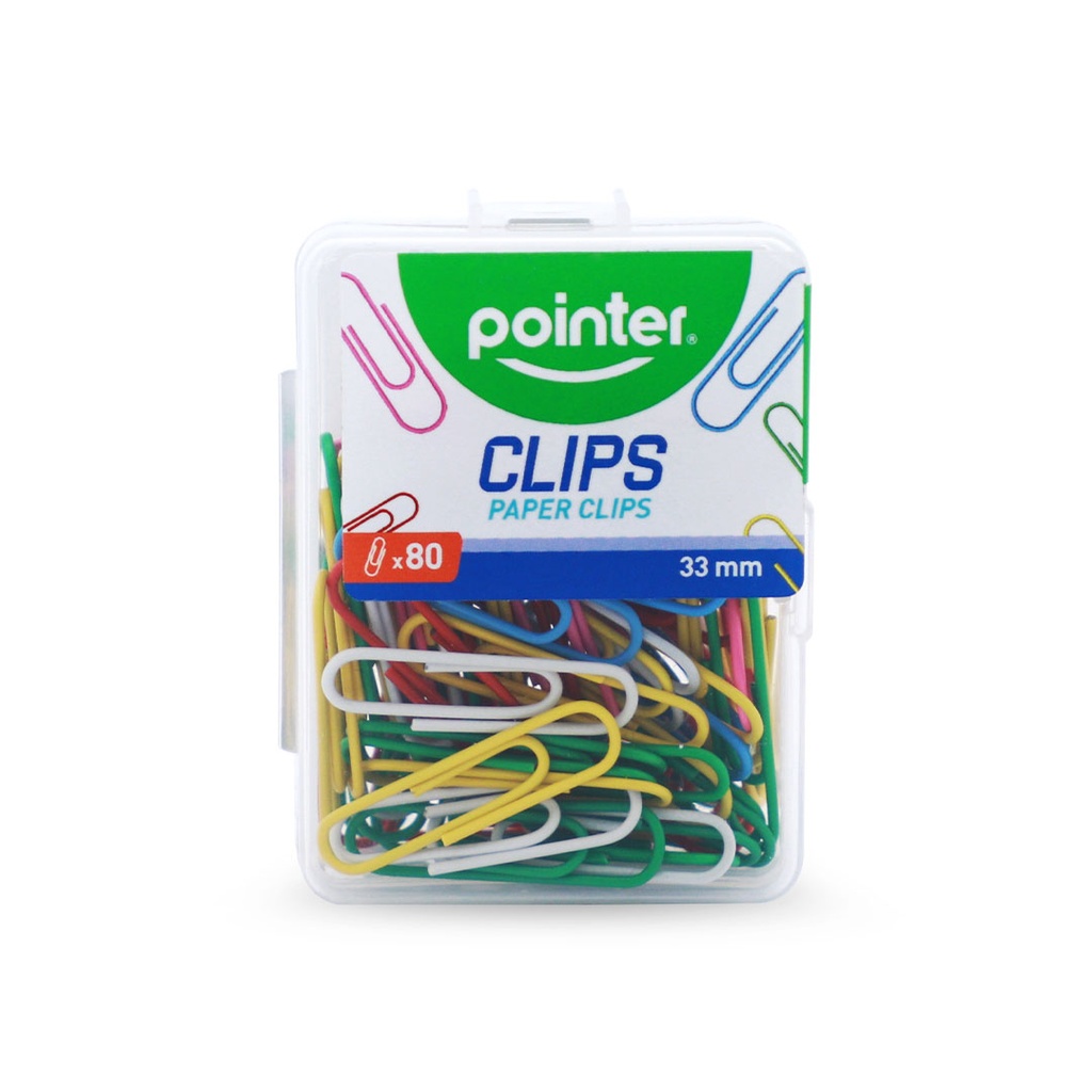PAPER CLIPS 1", ASSORTED COLOR, VINYL COATED, PLASTIC BOX OF 80 PAPER CLIPS