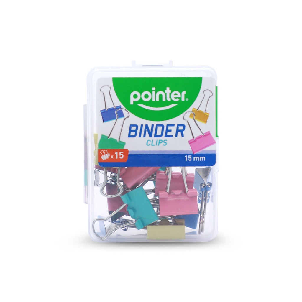BINDER CLIPS, PASTEL-COLORED, 15MM 5/8", PLASTIC BOX