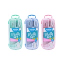 GEOMETRY MATH SET , PASTEL COLORS, PLASTIC CASE, SET OF 7 PIECES