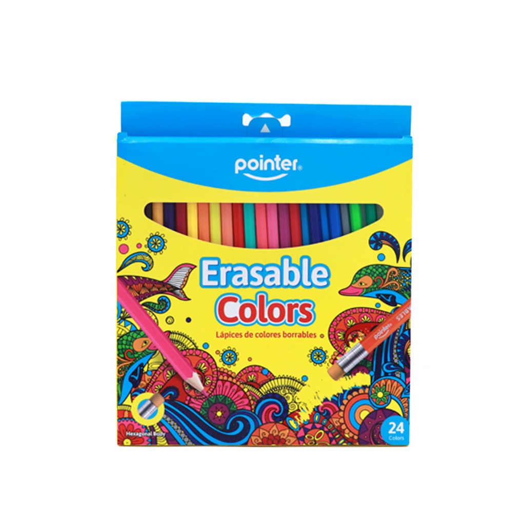 COLORED PENCILS, ERASABLE , SET OF 24 COLORS