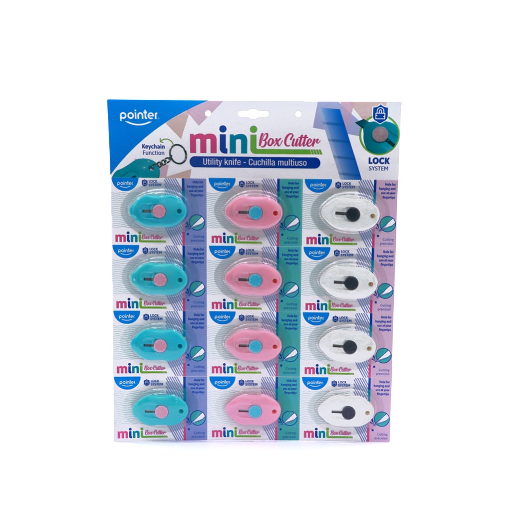 UTILITY KNIFE, MINI,PASTEL COLORS, BOX CUTTER, SET OF 12 PIECES