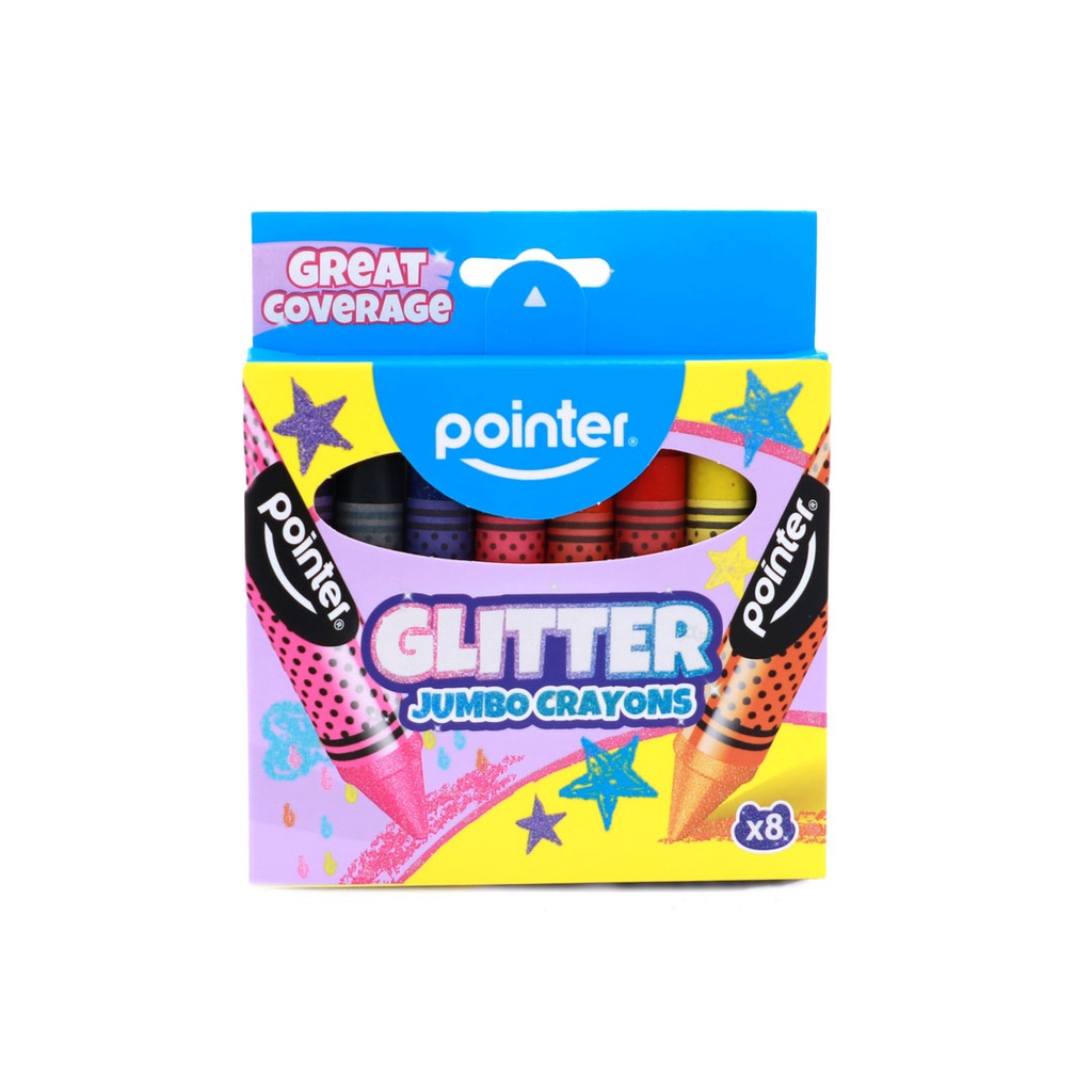 CRAYONS, JUMBO, GLITTER, SET OF 8 COLORS