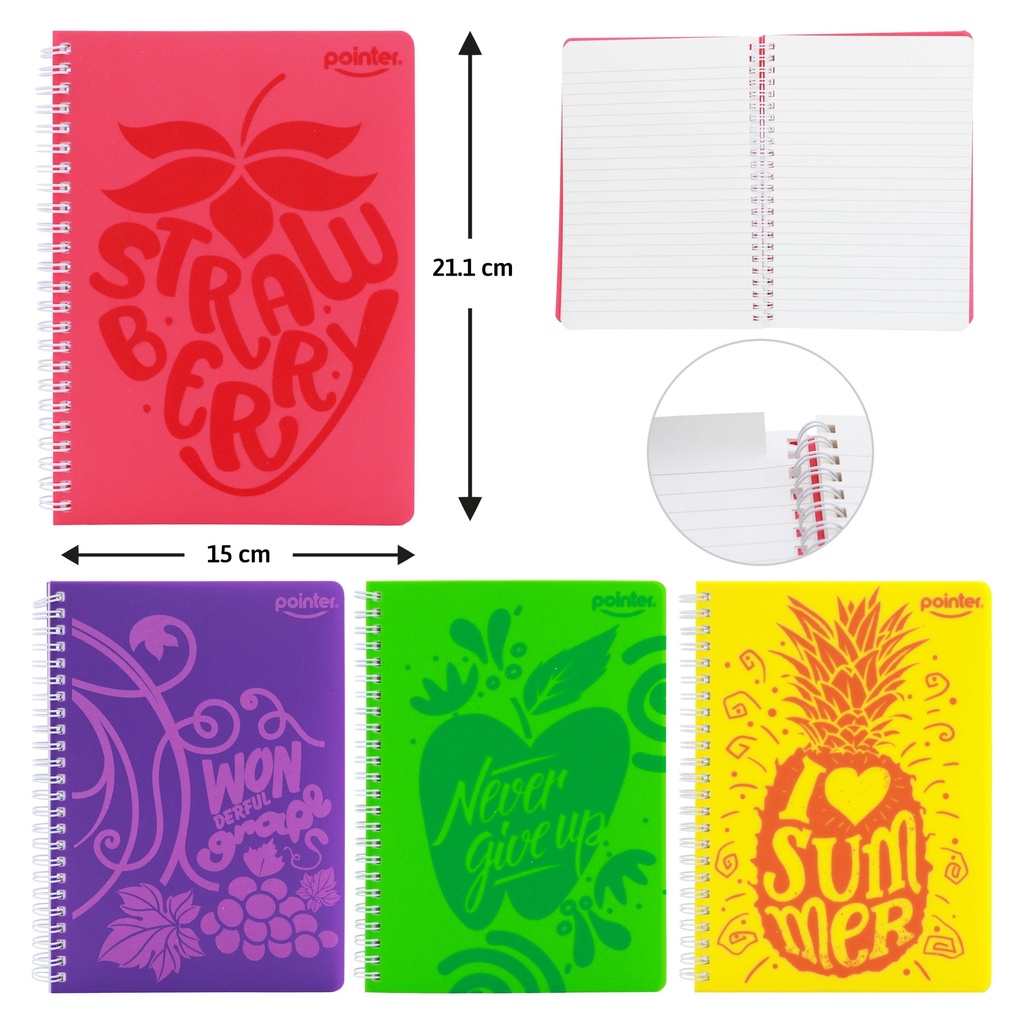 NOTEBOOK, A5 SPIRAL LINED WITH FRUIT-SCENTED PAGES, 80 SHEETS, ASSORTED