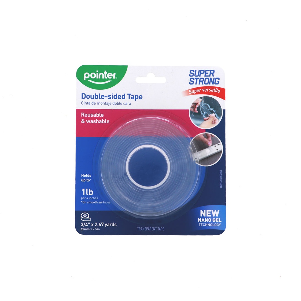 DOUBLE-SIDED GEL TAPE 0.75"X8FT, 1 ROLL
