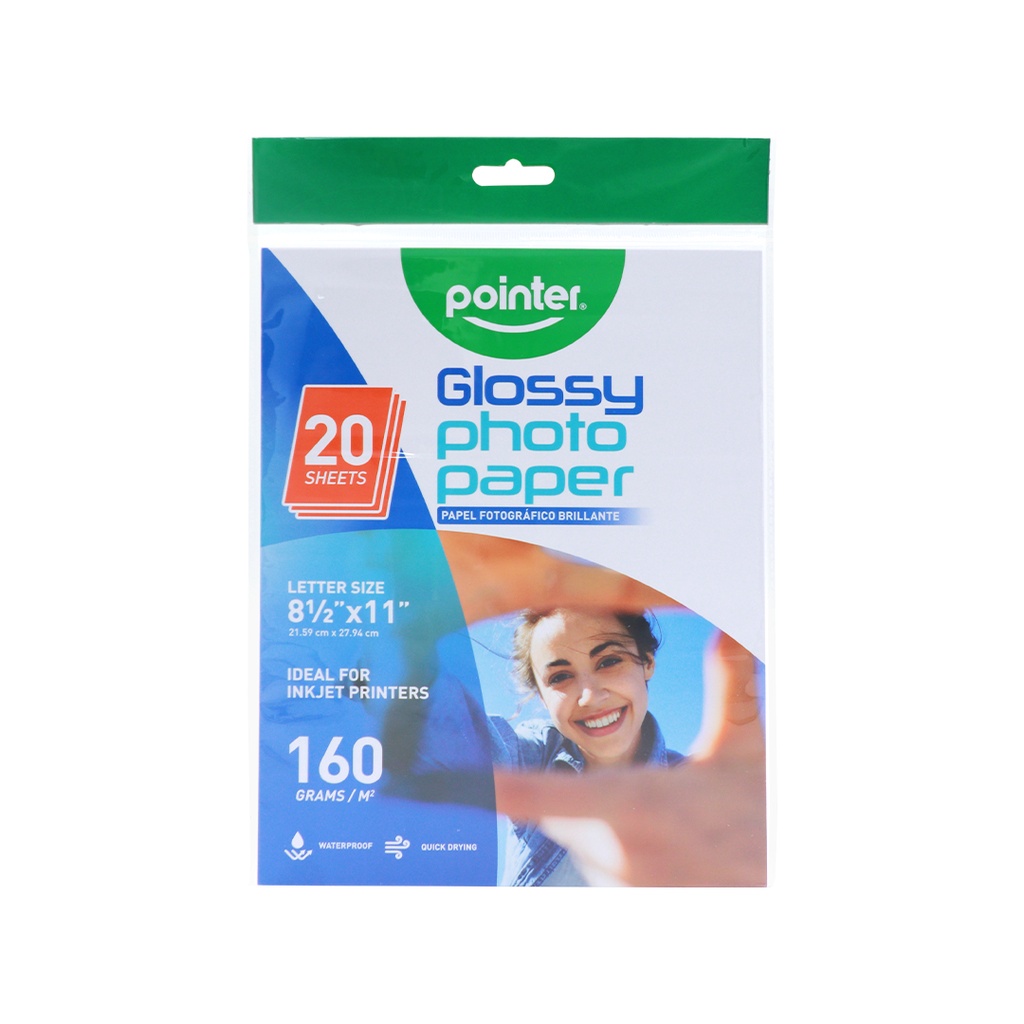 GLOSSY PHOTO PAPER  8X11.5", 160GSM FOR INKJET PRINTERS, SET OF 20 SHEETS