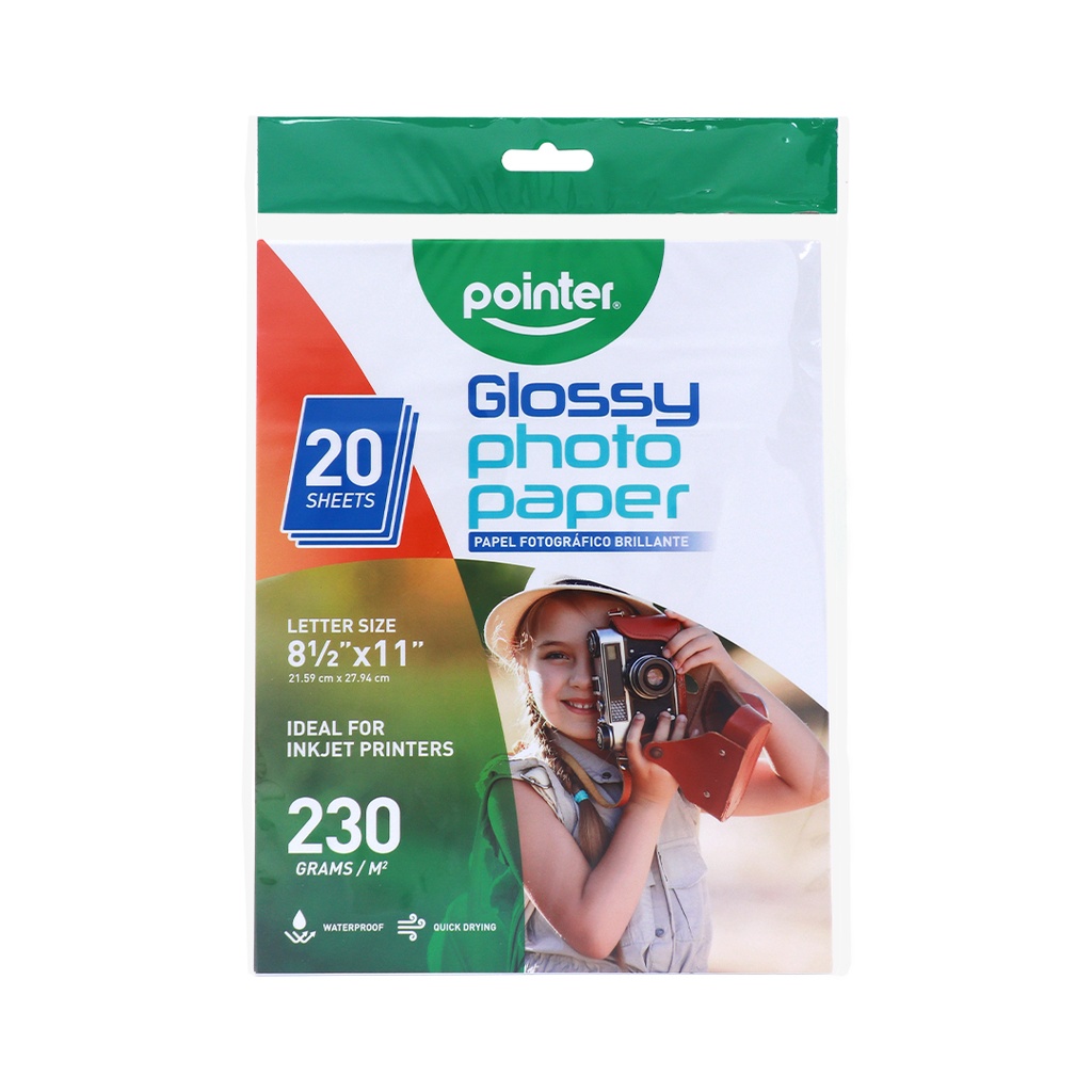 GLOSSY PHOTO PAPER  8X11.5", 230GSM FOR INKJET PRINTERS, SET OF 20 SHEETS