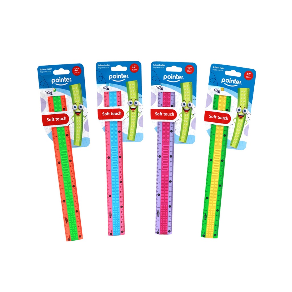 RULER, PLASTIC ,BRICK DESIGN, 12"/ 30 CM, 1 PIECE