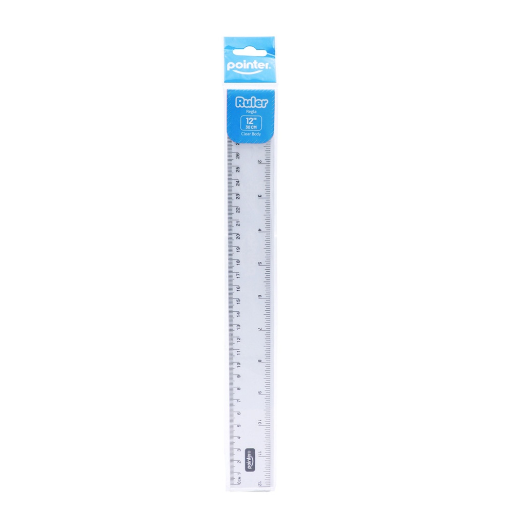 RULER, PLASTIC, CLEAR, 12"/ 30 CM,