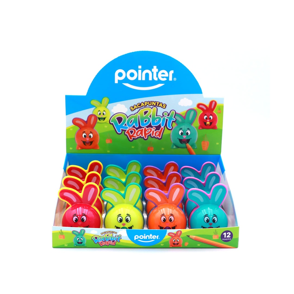 PENCIL SHARPENERS, ONE HOLE, RABBIT-SHAPED,  BOX OF 12 PIECES