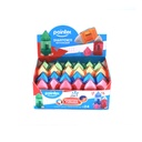 PENCIL SHARPENERS, ONE HOLE, TRIANGULAR, WITH ERASER AND DISPOSAL CONTAINER, BOX OF 24 PIECES