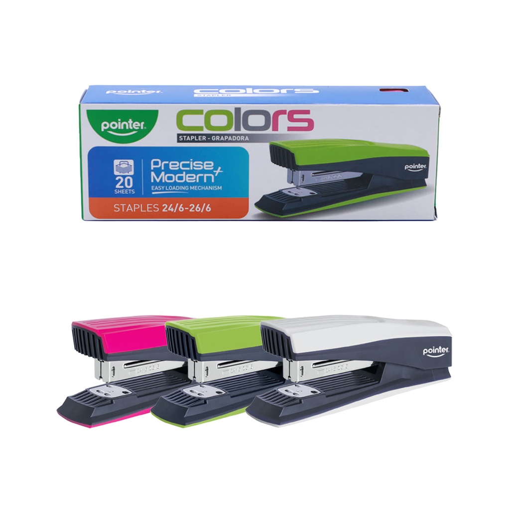 STAPLER, COLORS , PLASTIC, FULL STRIP, 20 SHEETS,