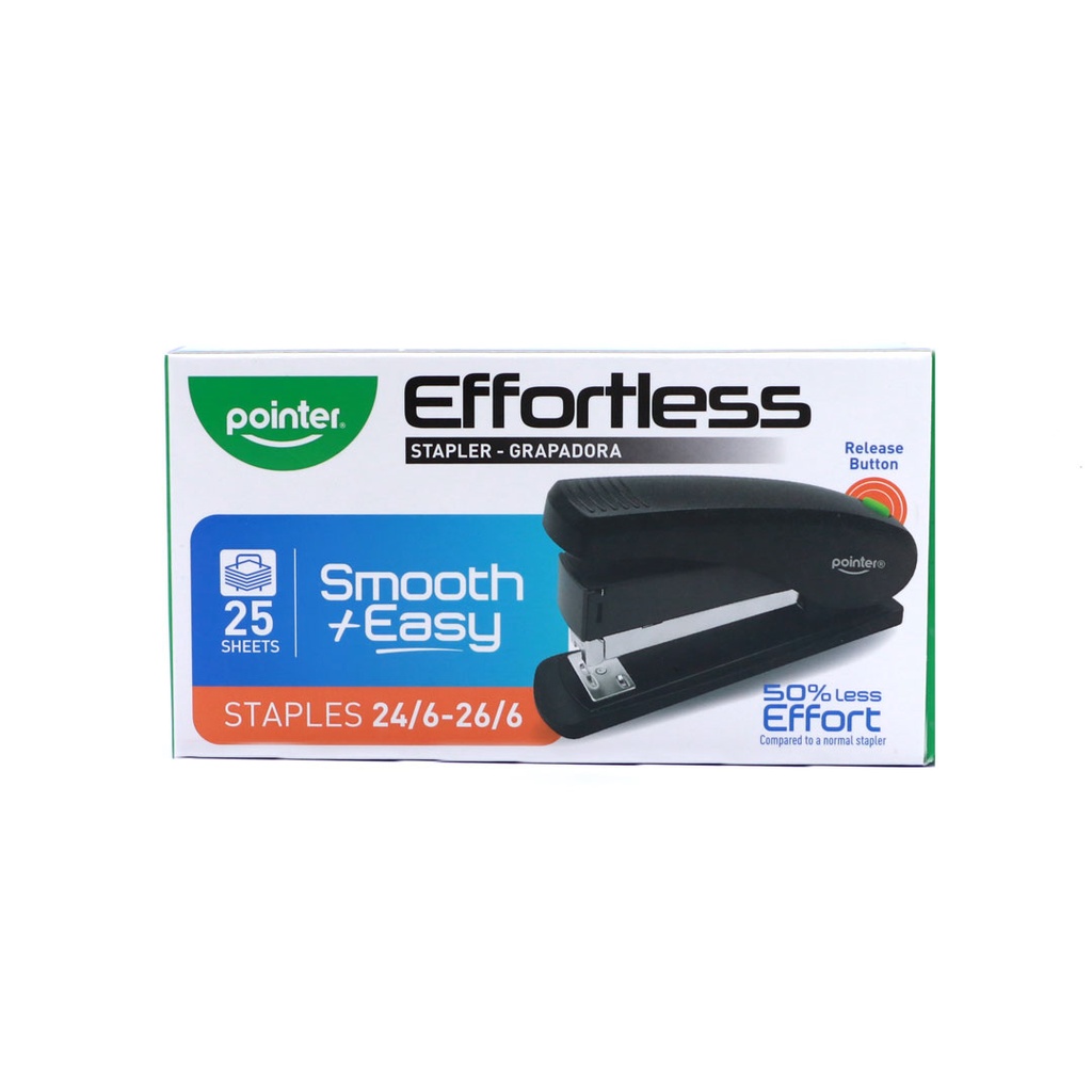 STAPLER, EFFORTLESS, METALLIC, BLACK, FULL STRIP, 25 SHEETS, 1 PIECE