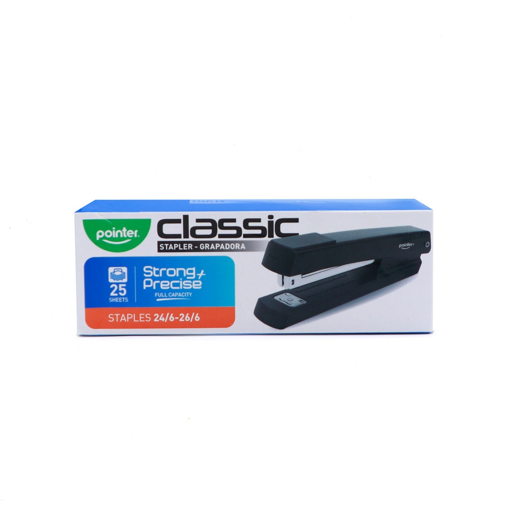 STAPLER, CLASSIC, METALLIC, BLACK, FULL STRIP, 25 SHEETS, 1 PIECE