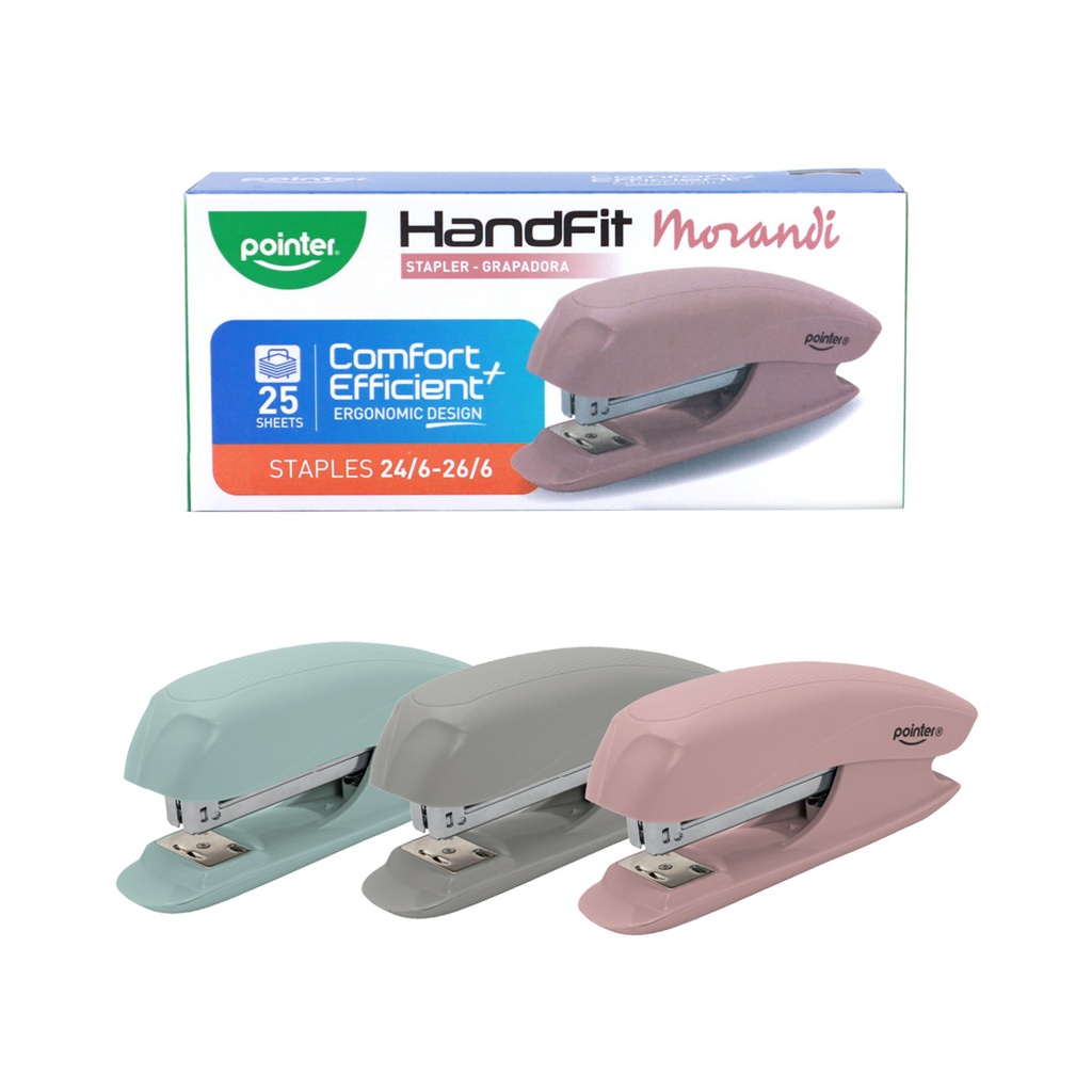 STAPLER, MORANDI, HAND-FIT, PLASTIC, HALF STRIP, 25 SHEETS, 1 PIECE