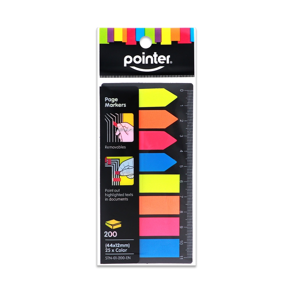 STICKY INDEX TABS, PAGE MARKERS, NEON, INDEX/ARROW, 4 COLORS, SET OF  200 SHEETS