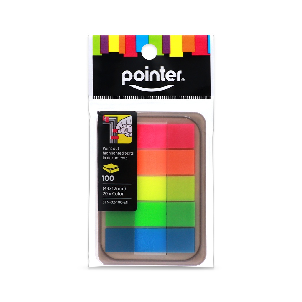 STICKY INDEX TABS, NEON, 5 COLORS, SET OF 100 SHEETS 