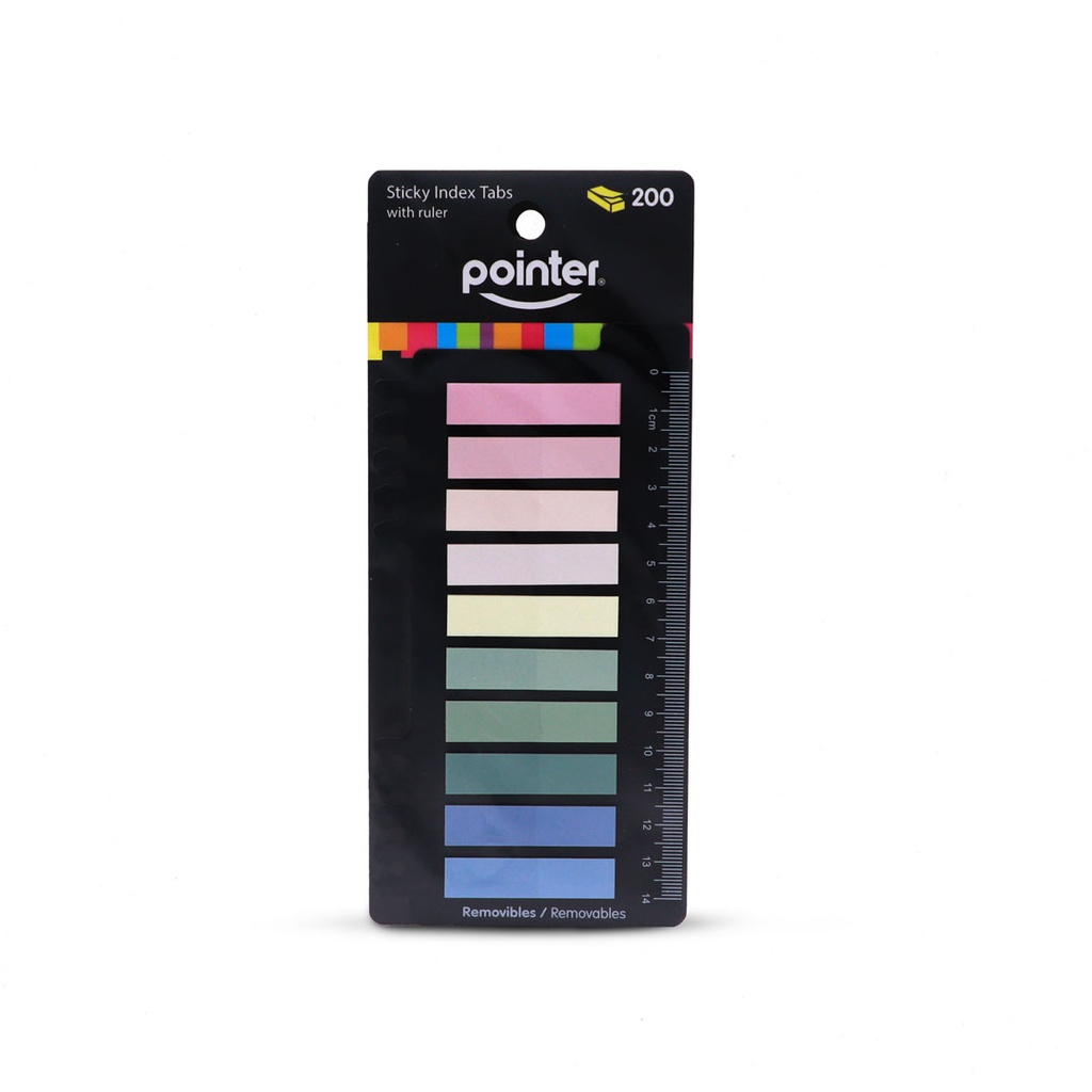 STICKY INDEX TABS, PASTEL ,  WITH RULER,10 COLORS, SET OF 200 SHEETS 