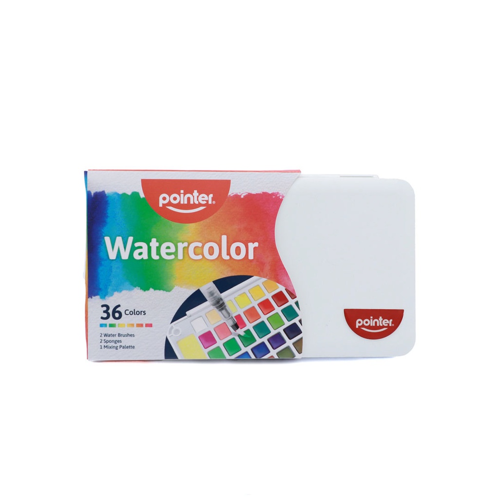WATERCOLOR PAINT WITH BRUSH PENS PALETTE SPONGE, SET OF 36 COLORS 