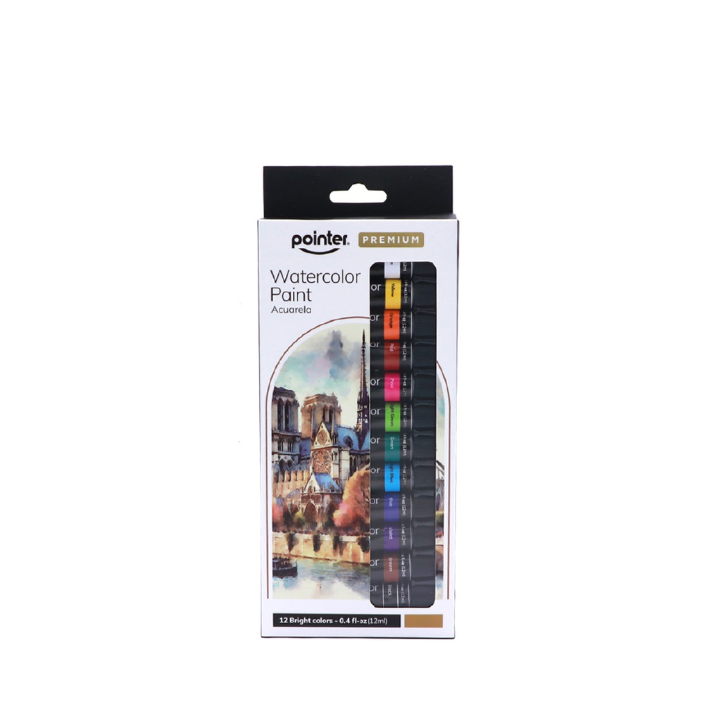 WATERCOLOR PAINT PREMIUM, 12ML/0.4 OZ EACH, SET OF 12 COLORS