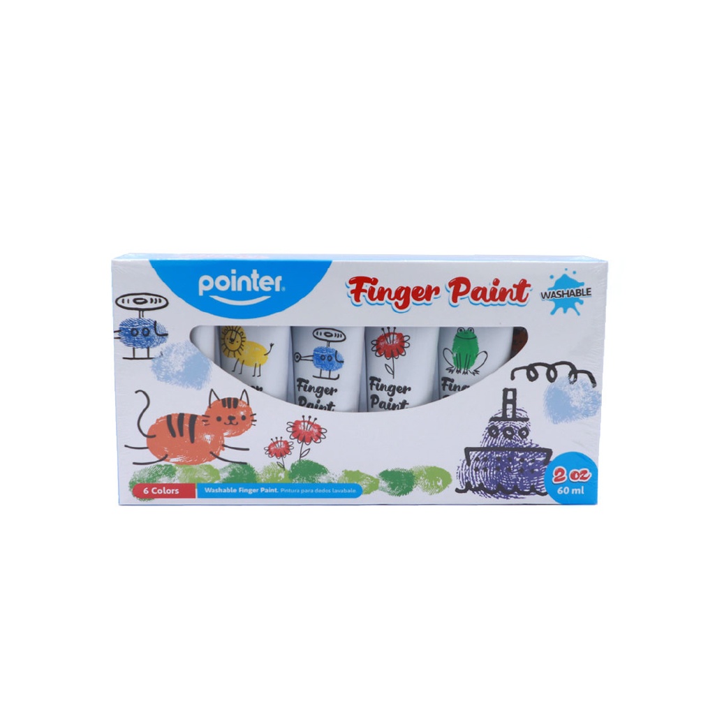 FINGER PAINT, WASHABLE, 2OZ EACH, SET OF 6 COLORS