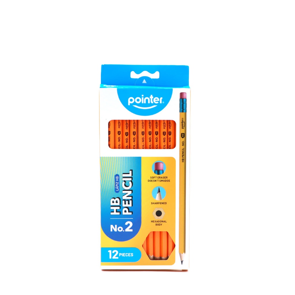 WOODEN PENCILS, YELLOW, HEXAGONAL BODY, HB #2, SET OF 12 PENCILS