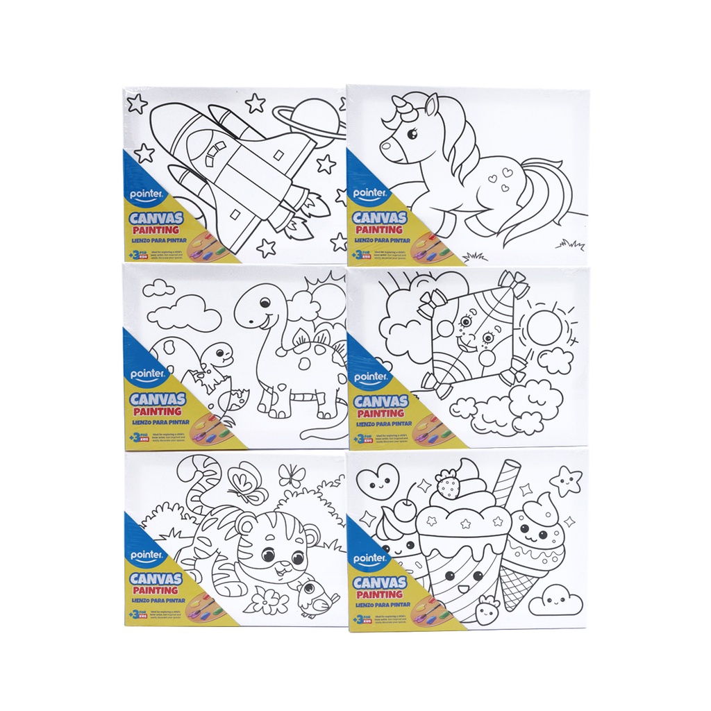 CANVAS, STRETCHED, 9X12", PRE-DRAWN WITH CHILDREN’S DESIGNS,