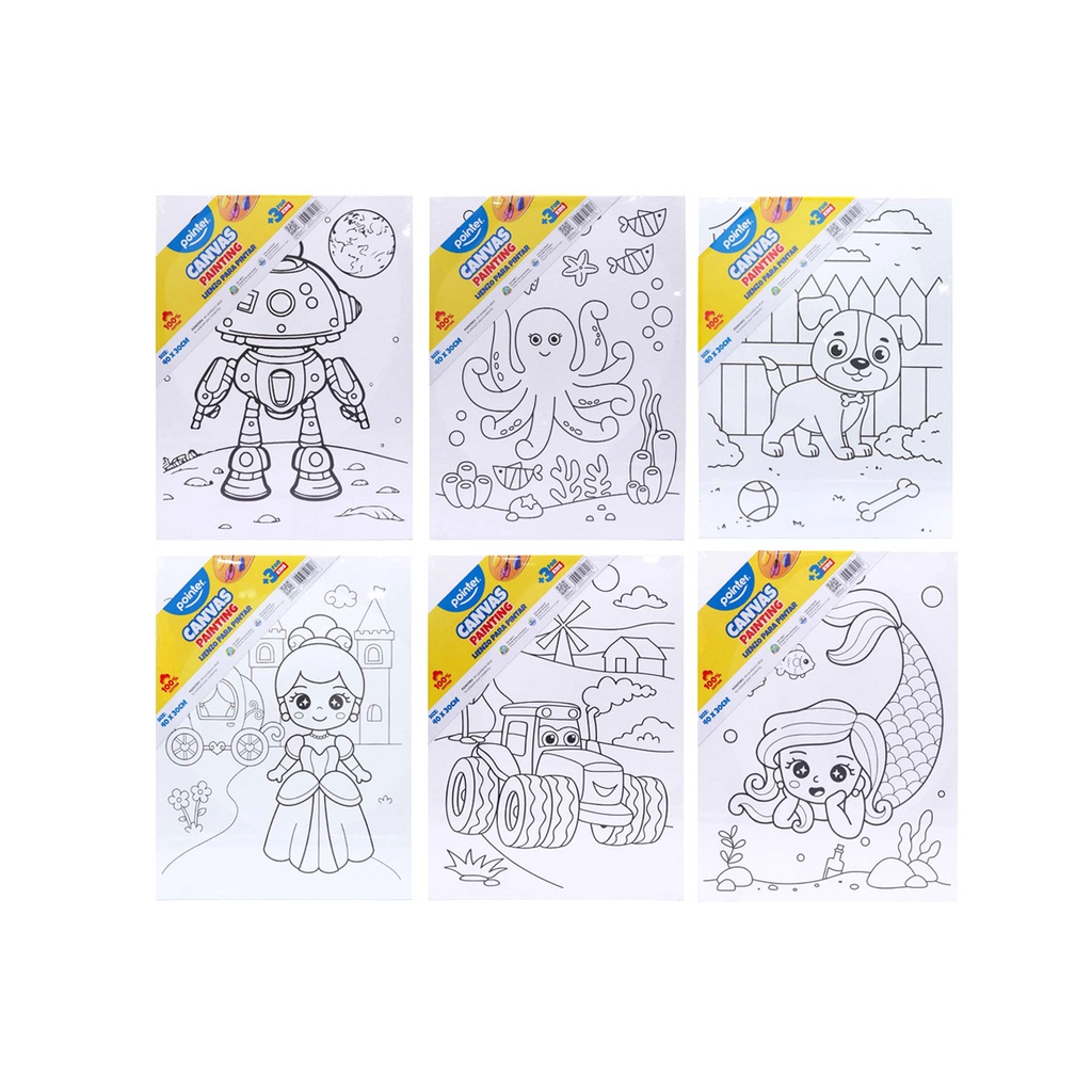 CANVAS PANEL,12X16", 100% COTTON, PRE-DRAWN WITH CHILDREN'S DESIGNS,1 PIECE