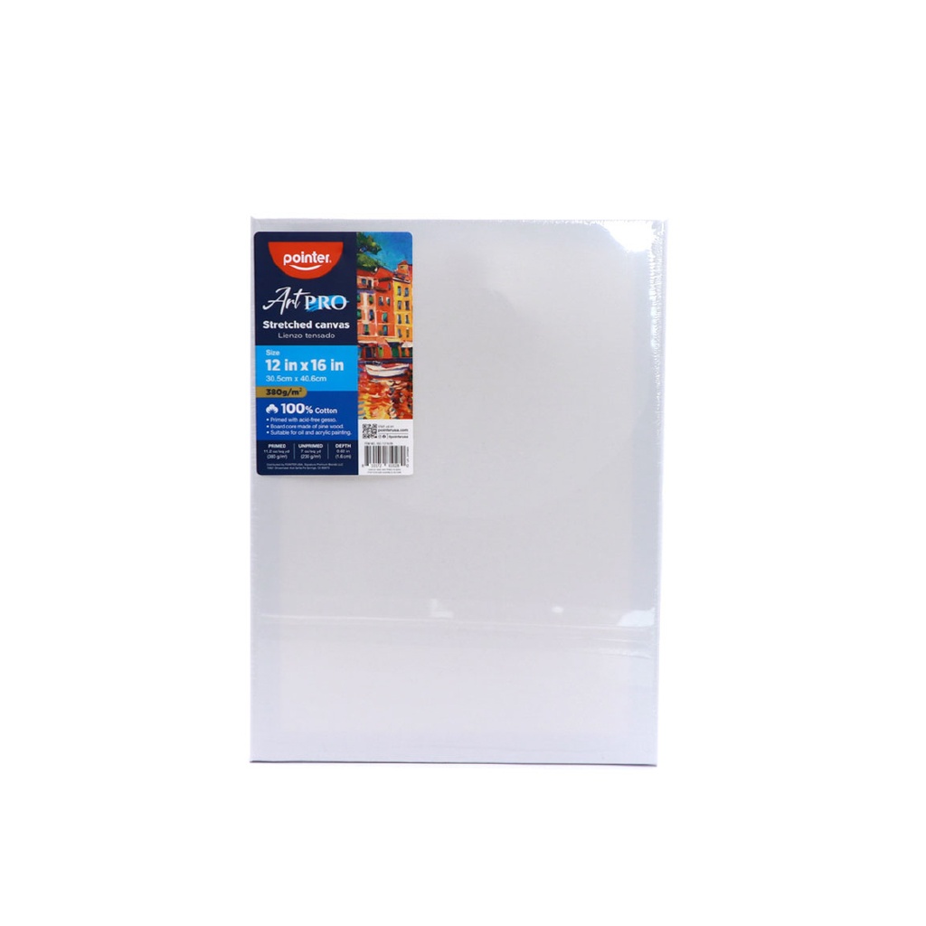 CANVAS, STRETCHED, 12X16", 100% COTTON, 380 G/M²,  1 PIECE